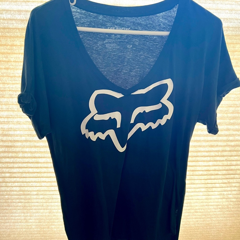 NWOT Fox Racing dark teal loose T-shirt with white logo
